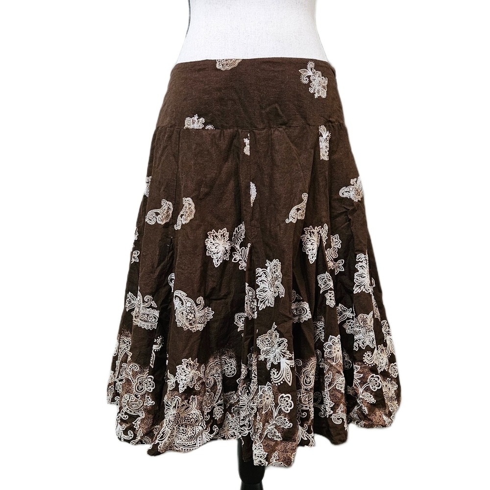 Apt‎ 9 Women's Size 10 Brown Paisley Floral Midi Skirt